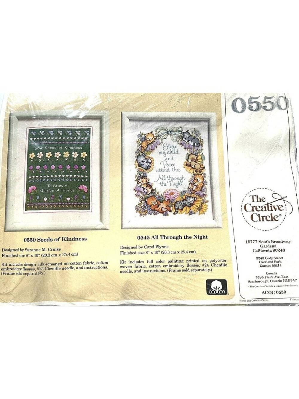 Vgt. The Creative Circle #0550 Seeds of Kindness Embroidery Kit Stitch